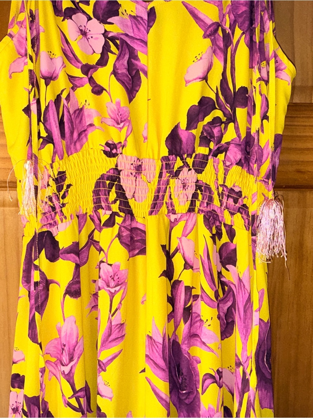 Boston Proper Yellow High Low Maxi Dress w/Pink-Purple Floral Print-M-EC - Picture 10 of 15